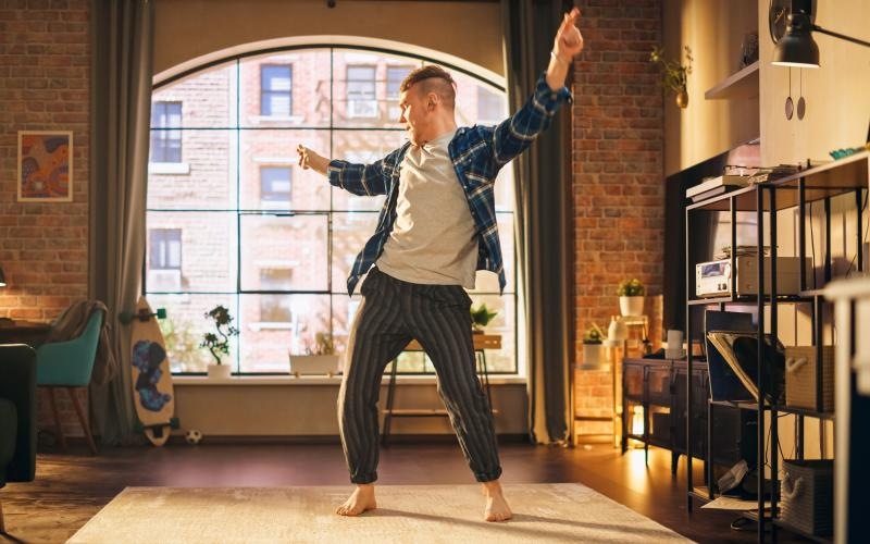 a person dancing in a room